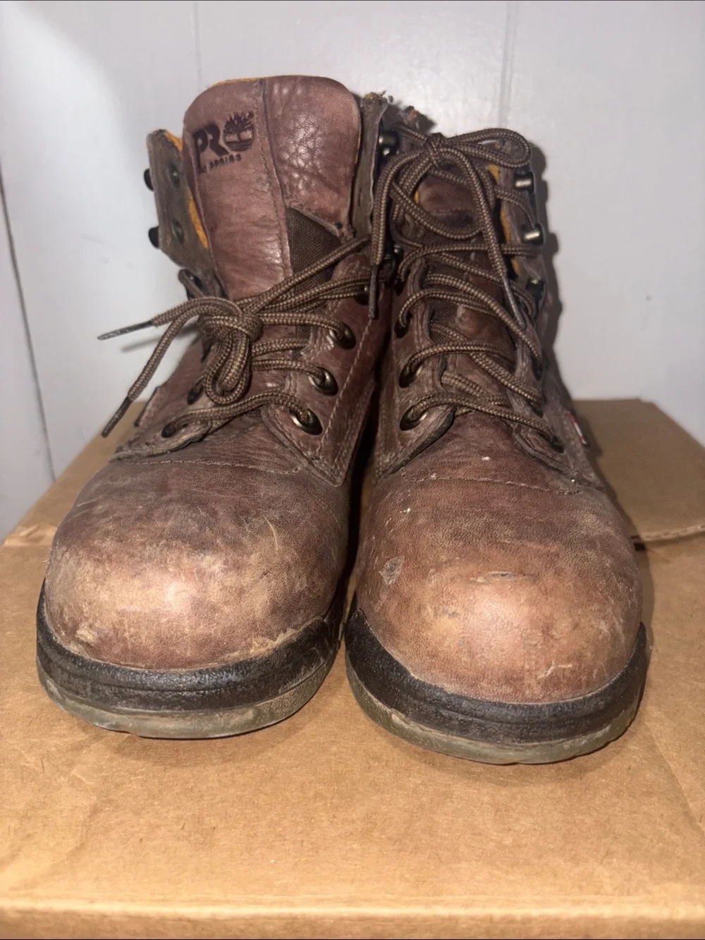 Timberland PRO Brown Lace-Up Work Boots with Black Collar Women size 7.5